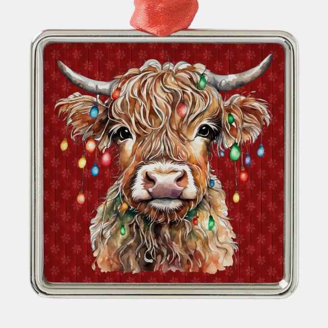 Highland Cow Ornament Aus Metall (Vorne)