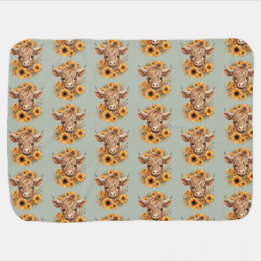 Highland Cow Pattern Baby Blanket Sonnenblumensäck Babydecke
