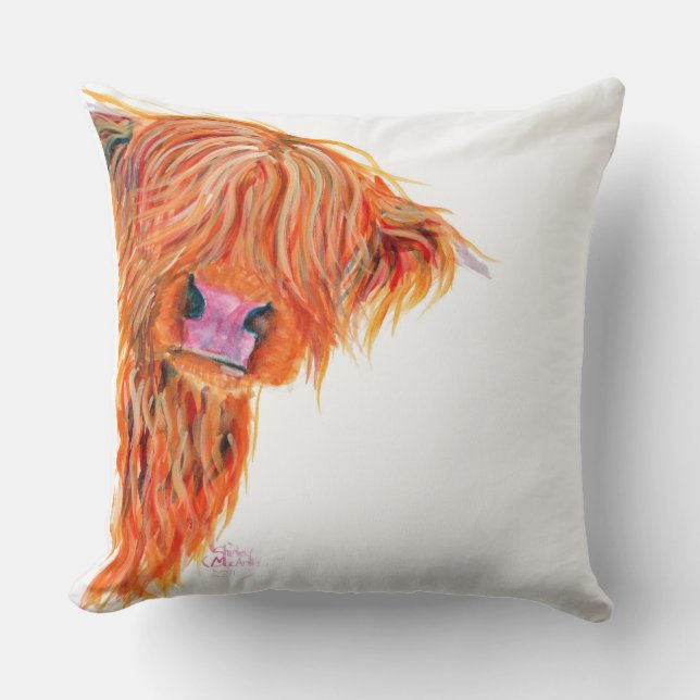 Highland Cow 'Peekaboo' Lovely Soft Cushion Kissen (Vorderseite)