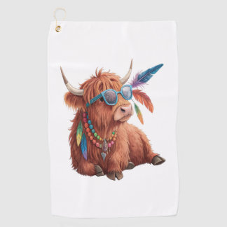 Highland Cow Png, Cool Cow Png, Sunglass Golfhandtuch