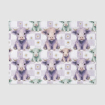 Highland Cow Purple Sage Easter Flowers Pastel