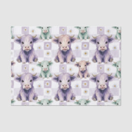Highland Cow Purple Sage Easter Flowers Pastel Seidenpapier