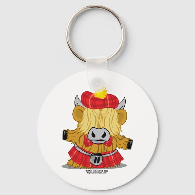 Highland Cow Red Kilt Schlüsselanhänger (Vorderseite)