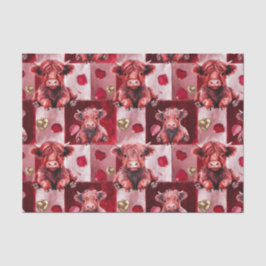 Highland Cow Ruby Red Golden Heart Gift Liner Seidenpapier