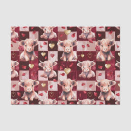 Highland Cow Ruby Red Golden Heart Gift Seidenpapier