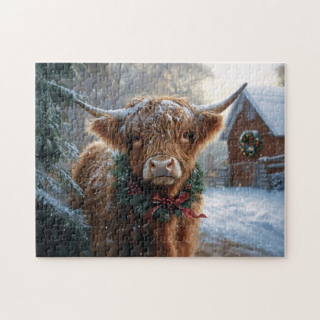 Highland Cow Rustic Barnyard Weihnachten (Horizontal)