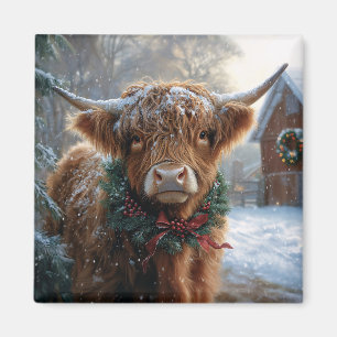 Highland Cow Rustic Barnyard Weihnachten Magnet