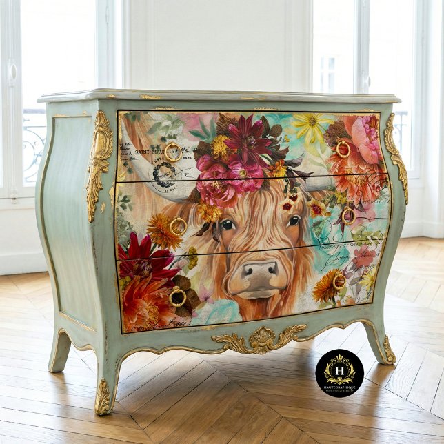 Highland Cow Rustic Boho Bauernhof Decoupage Seidenpapier (Von Creator hochgeladen)