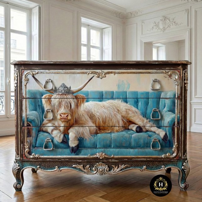 Highland Cow Rustic Boho Sofa Wellness-Center Deco Seidenpapier (Von Creator hochgeladen)