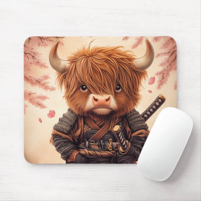 Highland Cow Samurai Mousepad (Mit Mouse)