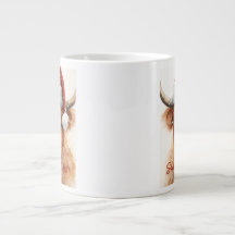 Highland Cow Santa 20 oz Jumbo Kaffee Tasse