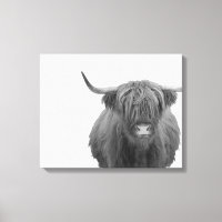Highland Cow Schottland Rustikal Schwarz-weiß