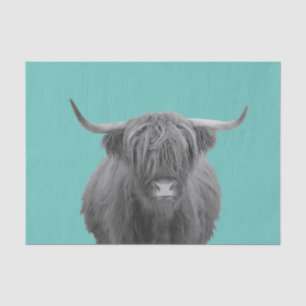 Highland Cow Schottland Rustikal Schwarz Weiß Tasc Seidenpapier
