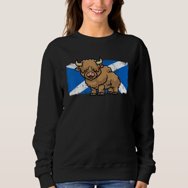 Highland Cow   Scotland Flag Scottish Farmer Rodeo Sweatshirt (Vorderseite)