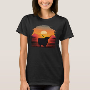 Highland Cow Scottish Cattle Sunset 1 T-Shirt