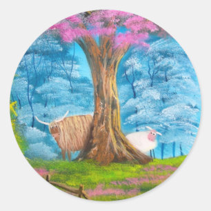HIGHLAND COW SHEEP FOLGEMALT RUNDER AUFKLEBER