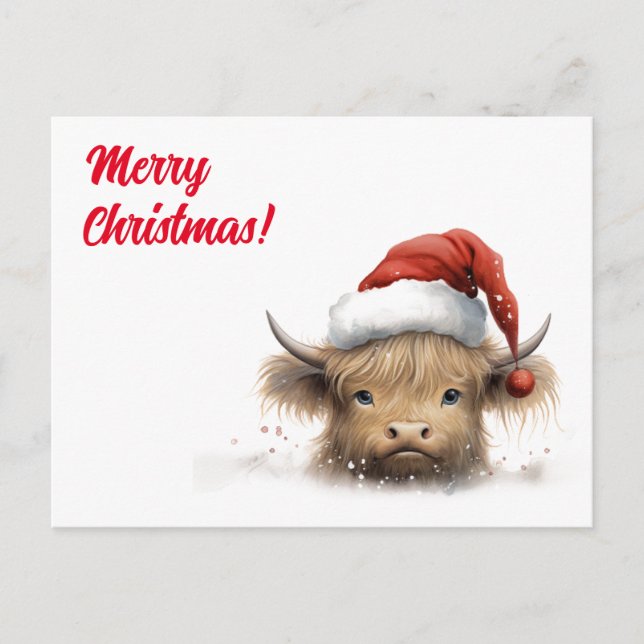 Highland Cow Snow Weihnachten Personalisierter Url (Vorderseite)