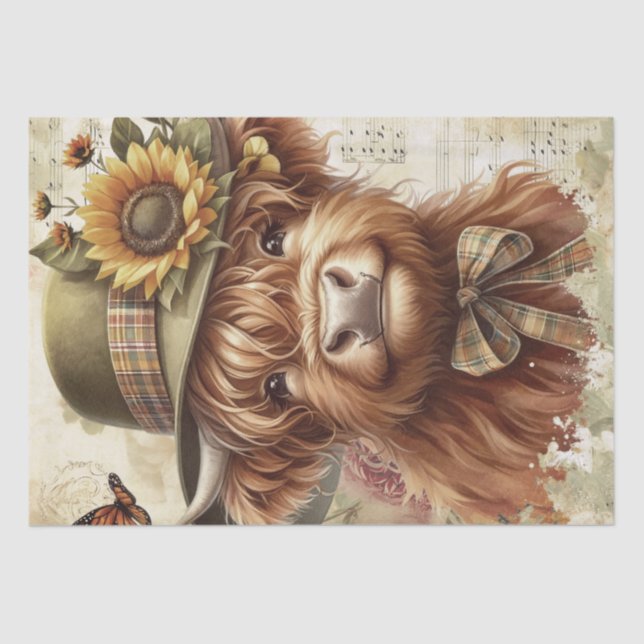 Highland Cow Spring Seidenpapier (Vorderseite)