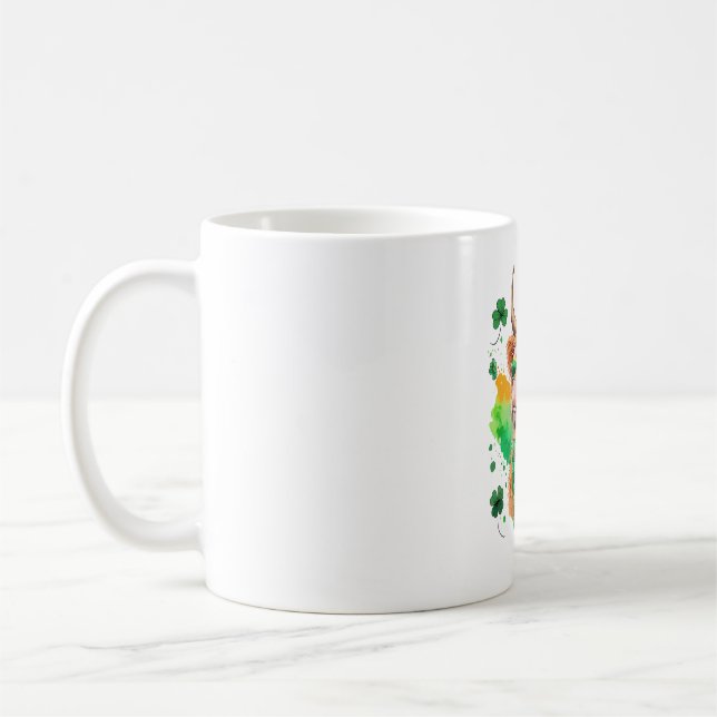Highland Cow St Patrick's , Lucky Cow Kaffeetasse (Links)