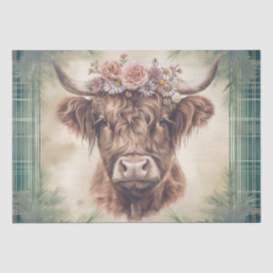 Highland-Cow-Tartan-Aquarell-Seidenpapier Seidenpapier