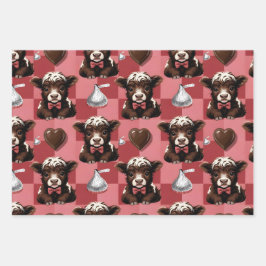 Highland Cow Valentine Chocolate Gift Set of 3 Geschenkpapier Set