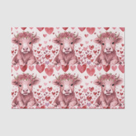 Highland Cow Valentine Pink Rose Tissue Paper Seidenpapier