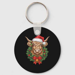 Highland Cow Weihnachten Weihnachten Weihnachtsbau Schlüsselanhänger
