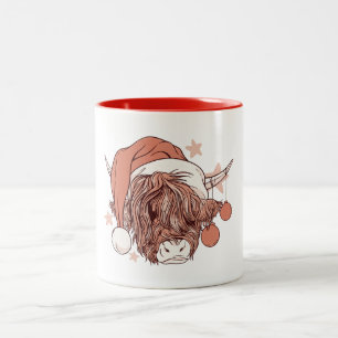 Highland Cow - Weihnachtsgrüßgeschenk Zweifarbige Tasse