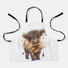 highland cow xmas All-Over Print Apron Schürze