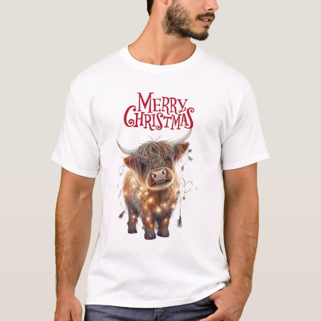 Highland cow xmas T-Shirt (Vorderseite)