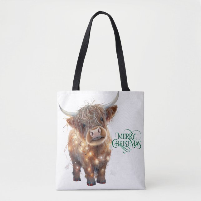 highland cow xmas Tote Tasche (Vorderseite)