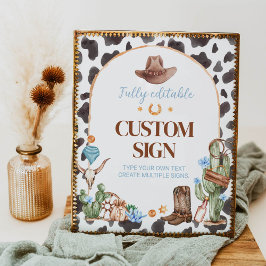 Highland Cowboy Birthday Party Table Sign Poster