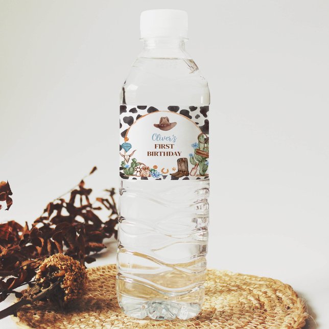 Highland Cowboy Birthday Water Flasche Label (Von Creator hochgeladen)