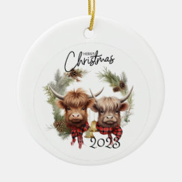 Highland Cows Weihnachten Keramik Ornament