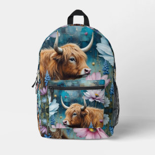 Highland-Cuh Florale Farbige Cosmos-Tapete Bedruckter Rucksack