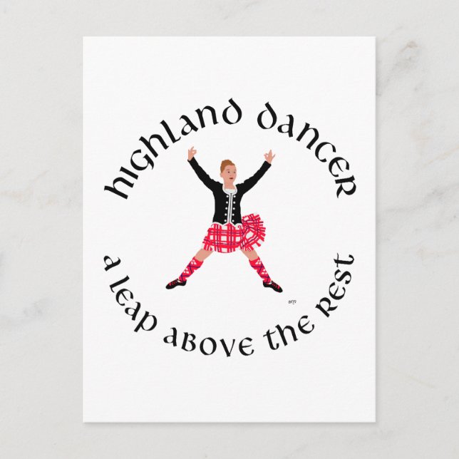 Highland Dancers ein Sprung über die Erholung Postkarte (Vorderseite)