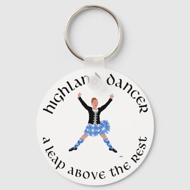 Highland Dancers - ein Sprung über die Erholung Schlüsselanhänger (Vorderseite)