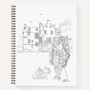Highland Gent mit Scottie-Hunden Spiralblock Notizbuch