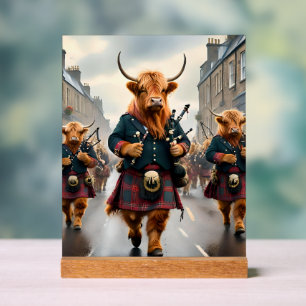 Highland-Harmonie: Dudelsack-Hochlandkuh-Band Acrylschild