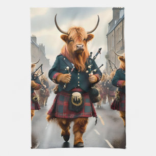 Highland-Harmonie: Dudelsack-Hochlandkuh-Band Geschirrtuch
