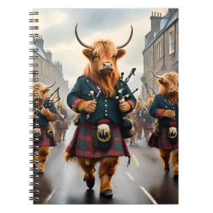 Highland Harmony: Bagpipe Highland Cow Band Notizblock