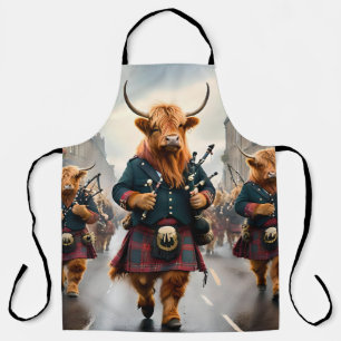 Highland Harmony: Bagpipe Highland Cow Band Schürze