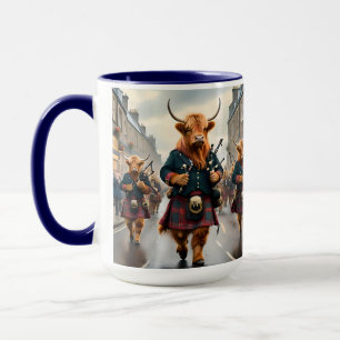 Highland Harmony: Bagpipe Highland Cow Band Tasse
