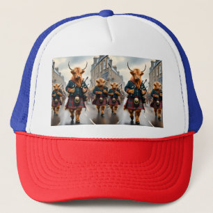 Highland Harmony: Bagpipe Highland Cow Band Truckerkappe