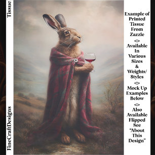 Highland Hase, Roter Tartan-Umhang EG8R Decoupage Seidenpapier