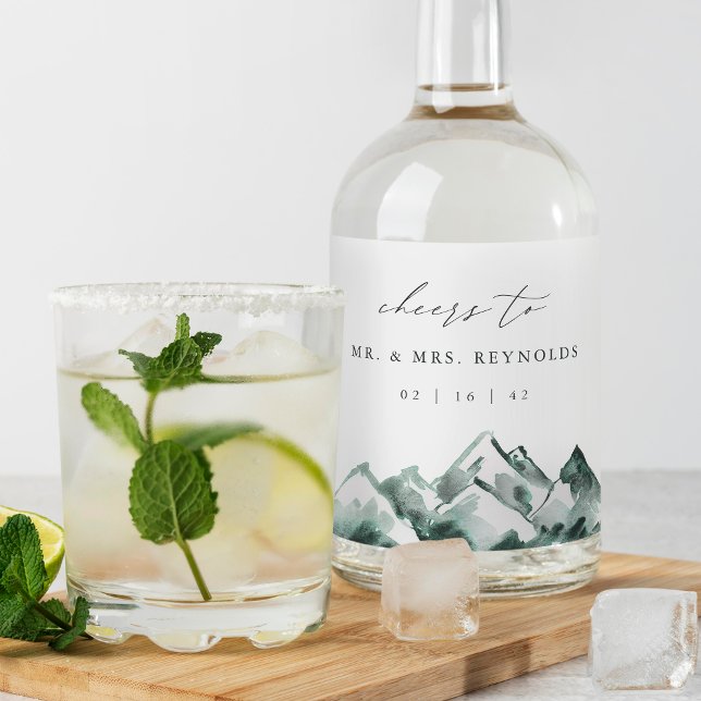 Highland | Hochzeit der Wasserfarben Alkoholflaschenetikett (Von Creator hochgeladen)