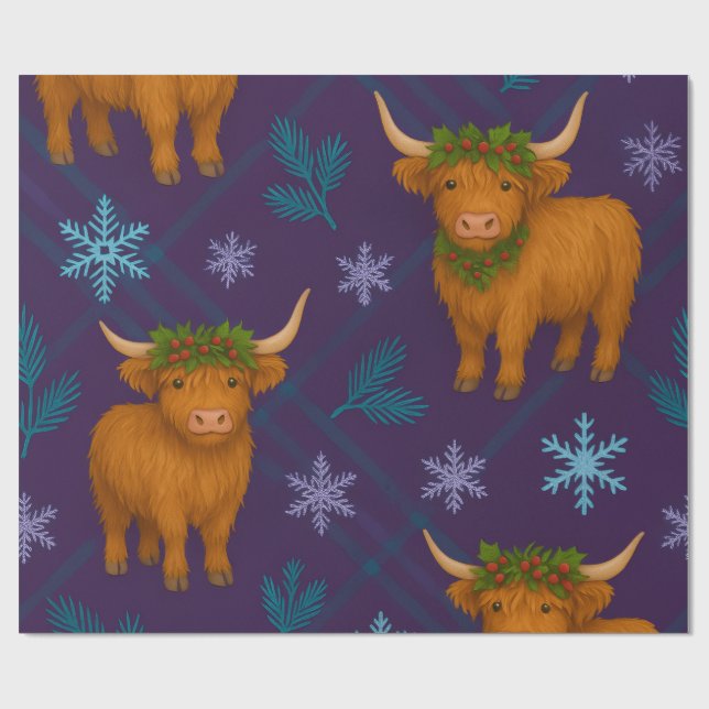 Highland Holly SnowFall Collection Geschenkpapier (Flach)