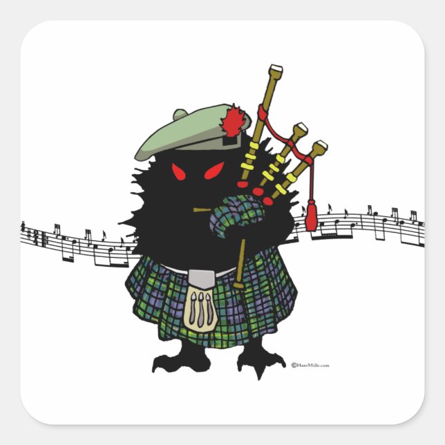 Highland Igel Piper Quadratischer Aufkleber (Vorderseite)