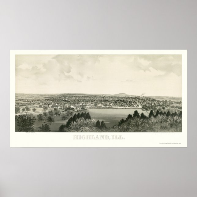 Highland, IL Panoramic Karte - 1894 Poster (Vorne)
