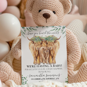 Highland-Kalb Baby Shower Eukalyptus Mütter Einladung